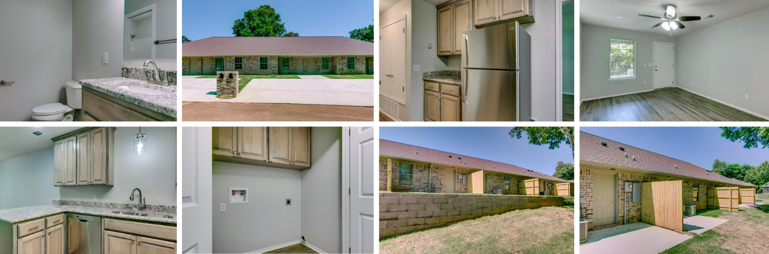 Collage of apartment interior and exterior 